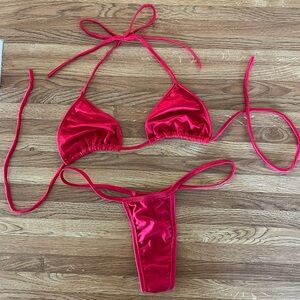 Red micro bikini